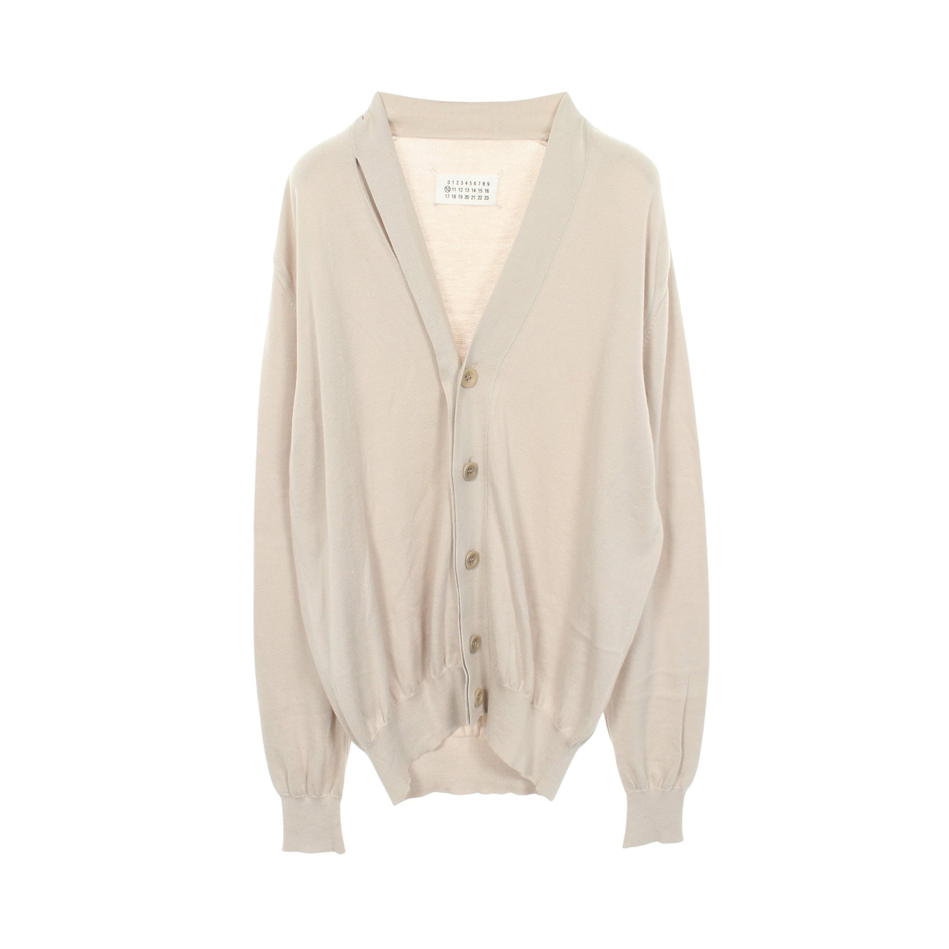 Vネック カーディガン コットン ライトグレー メゾンマルジェラ10 トップス Maison Margiela 10
