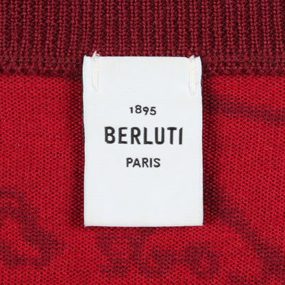 カリグラフィ Vネック カーディガン ウール ボルドー ベルルッティ トップス Berluti