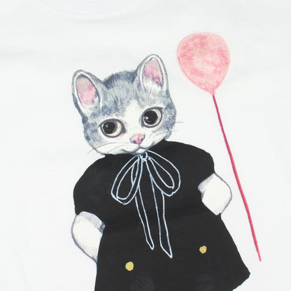 GUCCI × ヒグチユウコ 日本限定 ネコ スパンコール 半袖Tシャツ コットン ホワイト マルチカラー グッチ