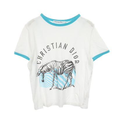 ロゴ シマウマ 半袖Tシャツ コットン ホワイト ライトブルー クリスチャンディオール トップス Christian Dior