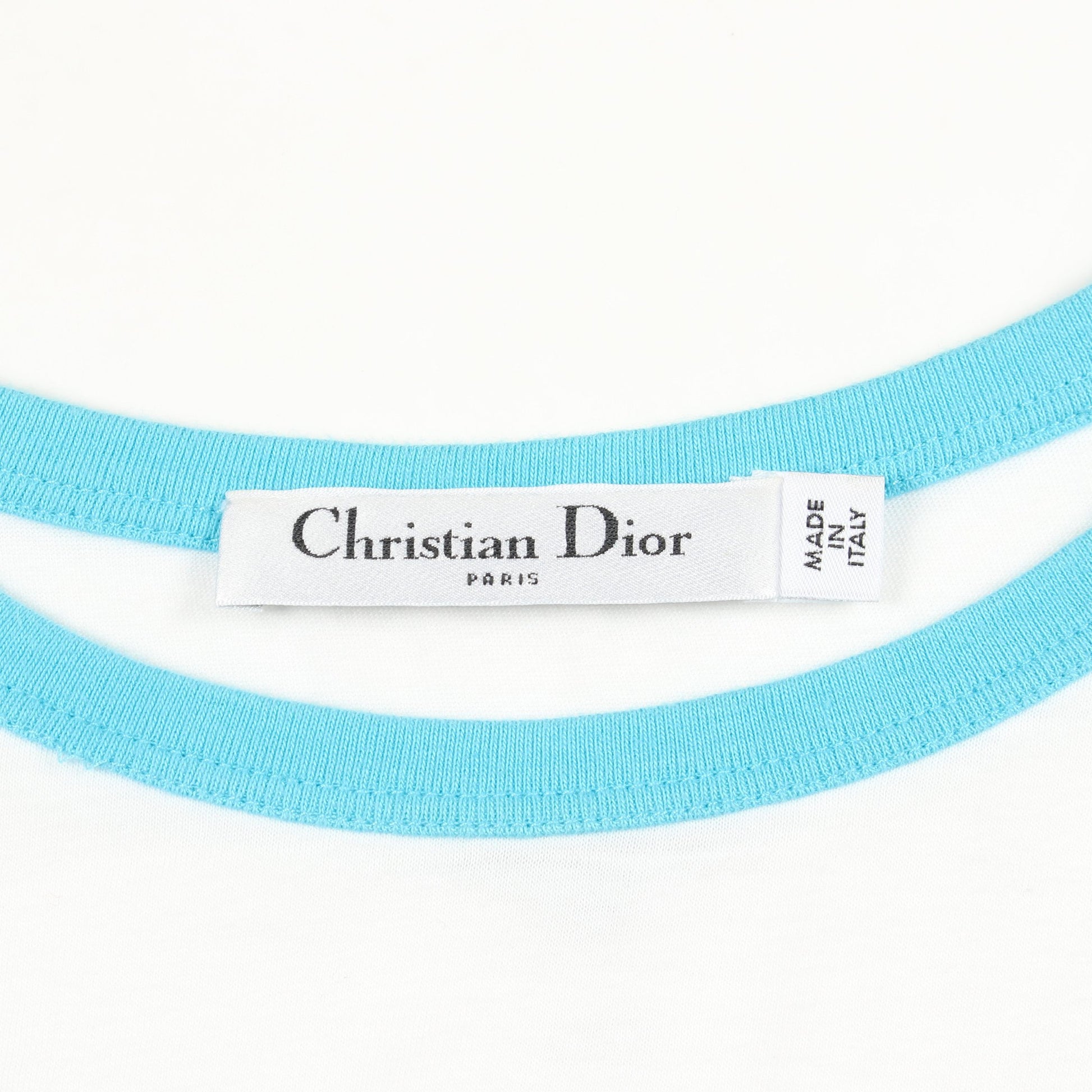 ロゴ シマウマ 半袖Tシャツ コットン ホワイト ライトブルー クリスチャンディオール トップス Christian Dior
