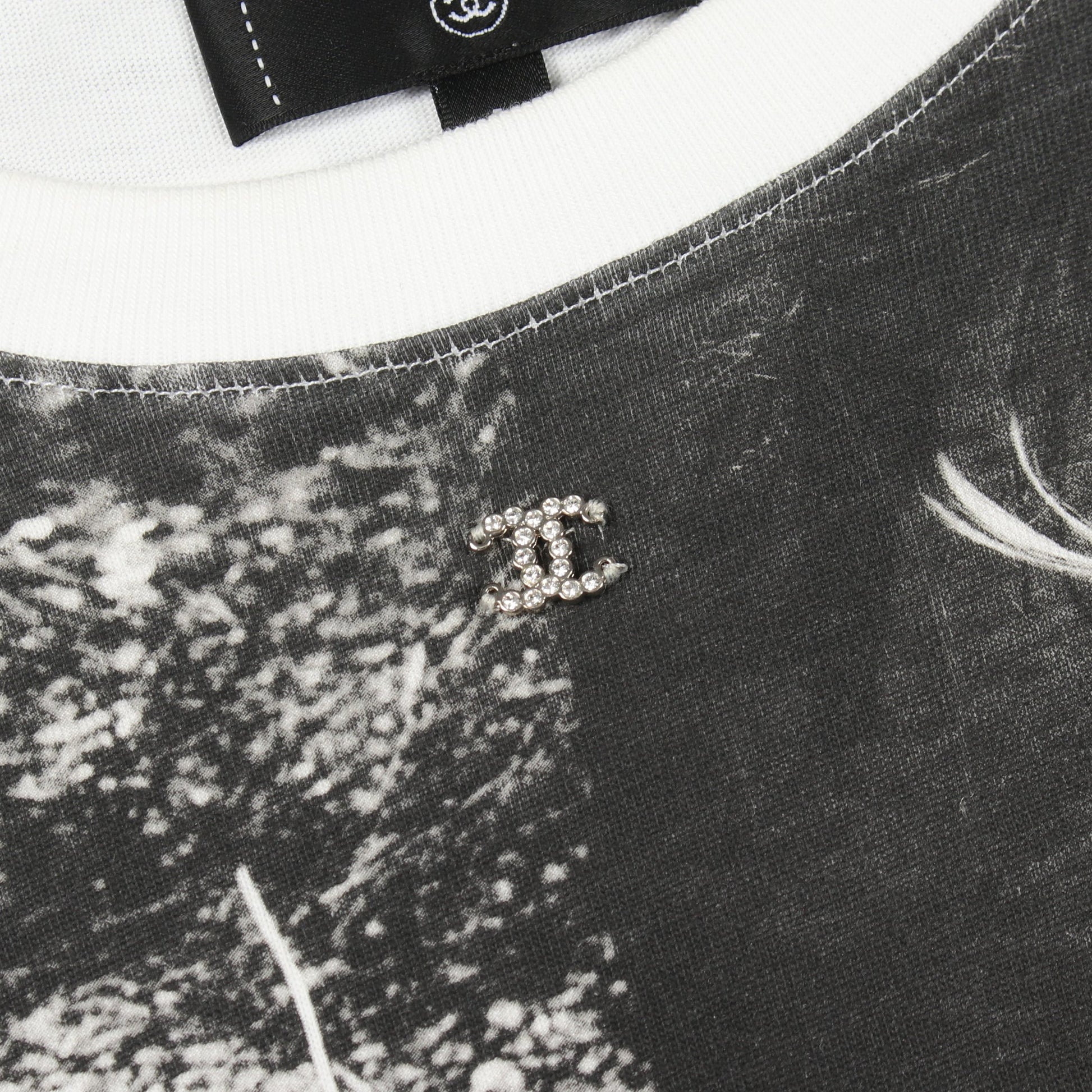ココマーク 総柄 クルーネック 長袖Tシャツ コットン ホワイト ブラック シャネル トップス CHANEL