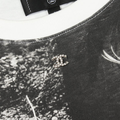 ココマーク 総柄 クルーネック 長袖Tシャツ コットン ホワイト ブラック シャネル トップス CHANEL