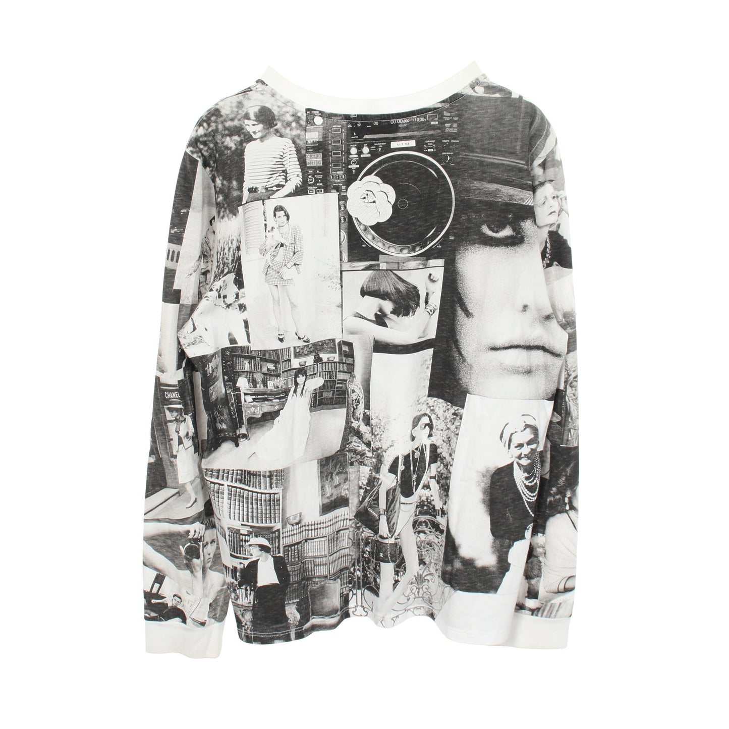 ココマーク 総柄 クルーネック 長袖Tシャツ コットン ホワイト ブラック シャネル トップス CHANEL