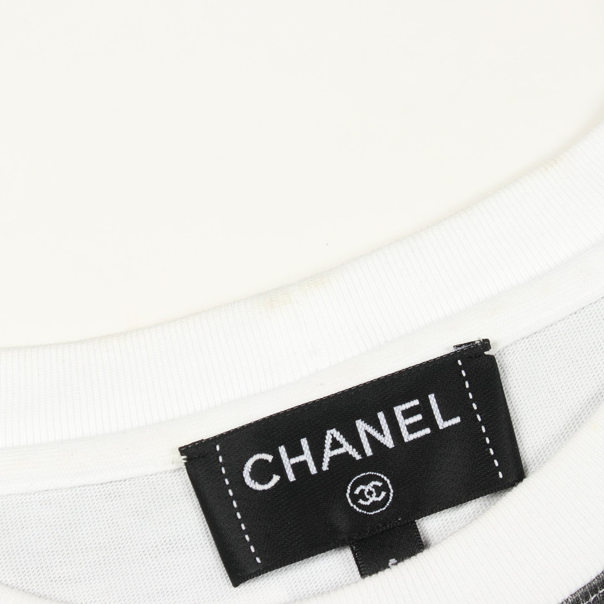 ココマーク 総柄 クルーネック 長袖Tシャツ コットン ホワイト ブラック シャネル トップス CHANEL