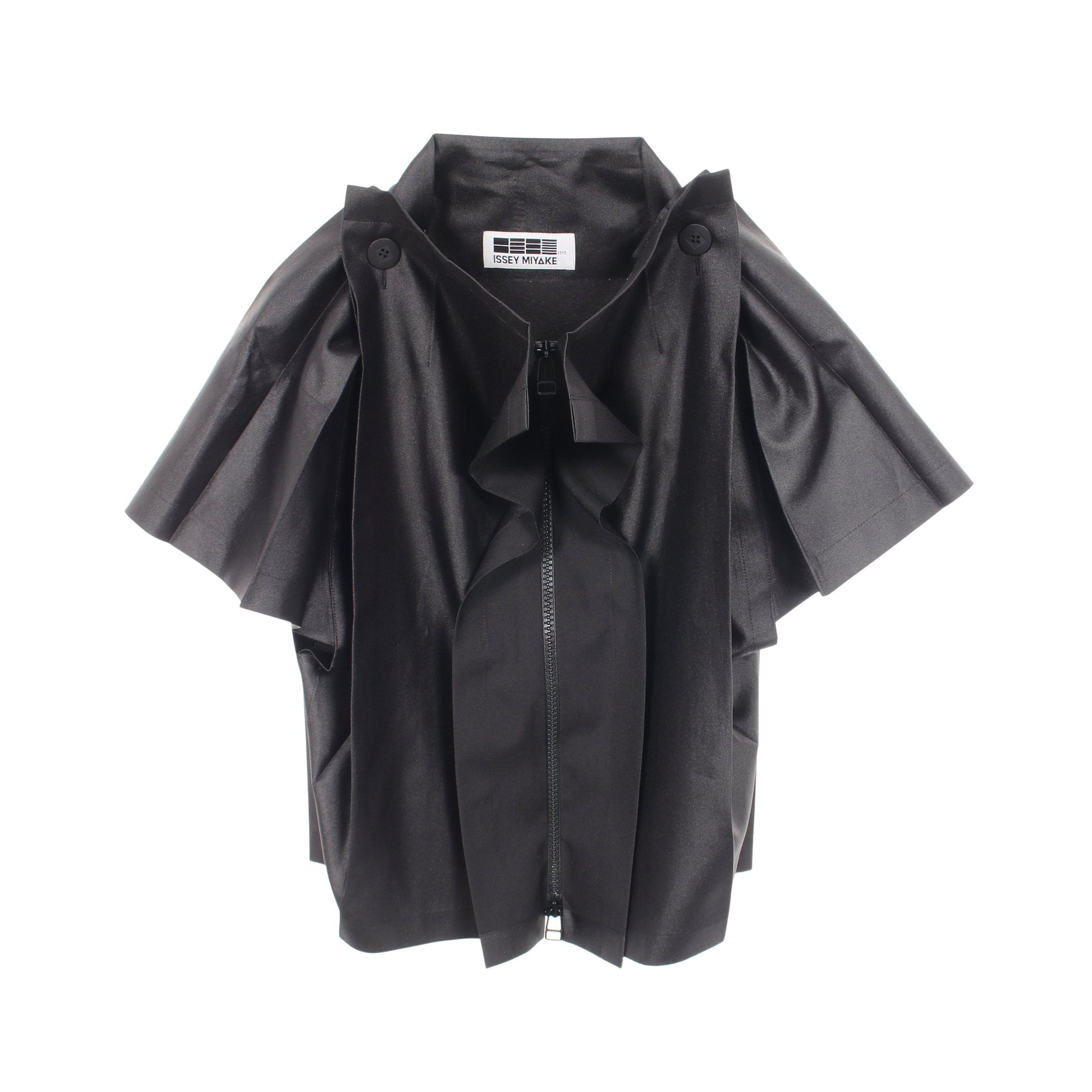 変形 ジップ ジャケット ブルゾン ブラック イッセイミヤケ アウター ISSEY MIYAKE