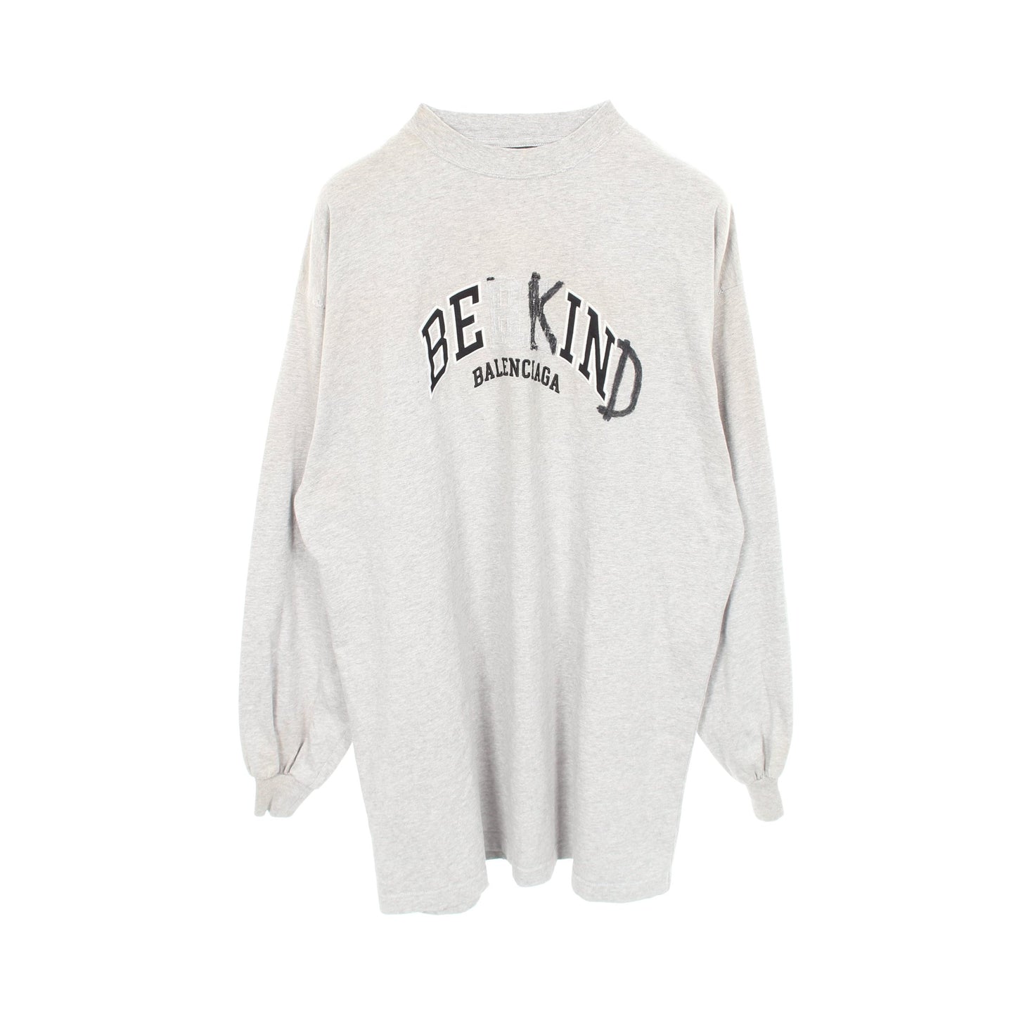 Be Kind Tee ロゴ刺繍 ヴィンテージ加工 ユーズド加工 長袖Tシャツ コットン グレー バレンシアガ トップス BALENCIAGA
