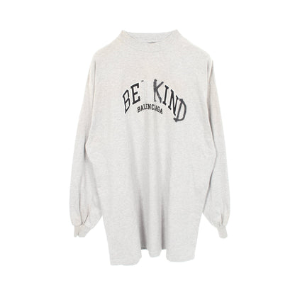 Be Kind Tee ロゴ刺繍 ヴィンテージ加工 ユーズド加工 長袖Tシャツ コットン グレー バレンシアガ トップス BALENCIAGA