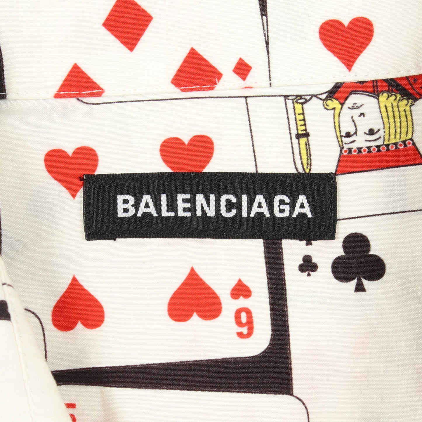 トランプ柄 半袖 シャツ コットン ホワイト ブラック レッド バレンシアガ トップス BALENCIAGA