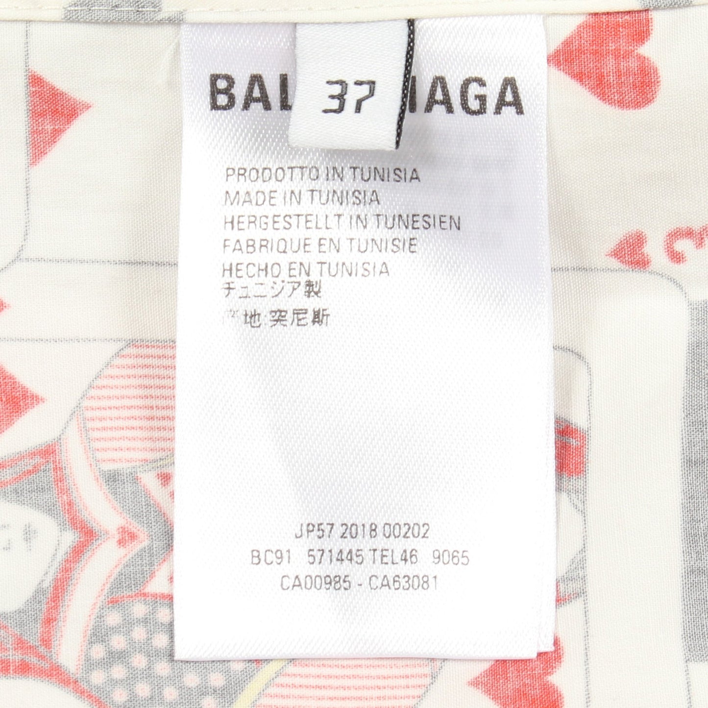 トランプ柄 半袖 シャツ コットン ホワイト ブラック レッド バレンシアガ トップス BALENCIAGA