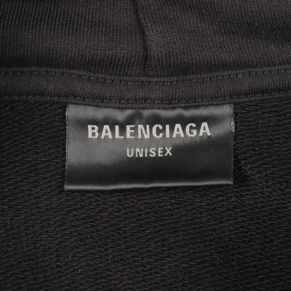 ロゴ刺繍 プルオーバーパーカー コットン ブラック バレンシアガ トップス BALENCIAGA