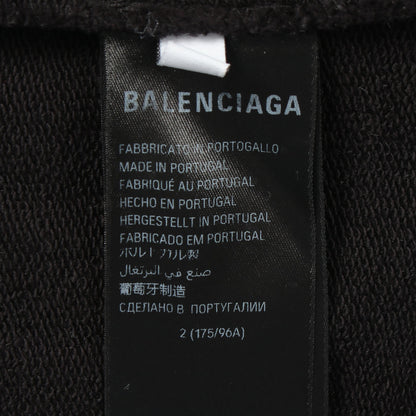 ロゴ刺繍 プルオーバーパーカー コットン ブラック バレンシアガ トップス BALENCIAGA