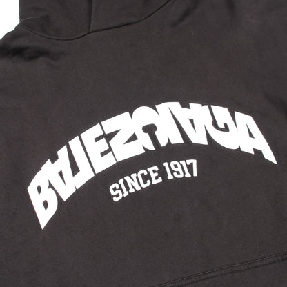 ロゴ刺繍 プルオーバーパーカー コットン ブラック バレンシアガ トップス BALENCIAGA
