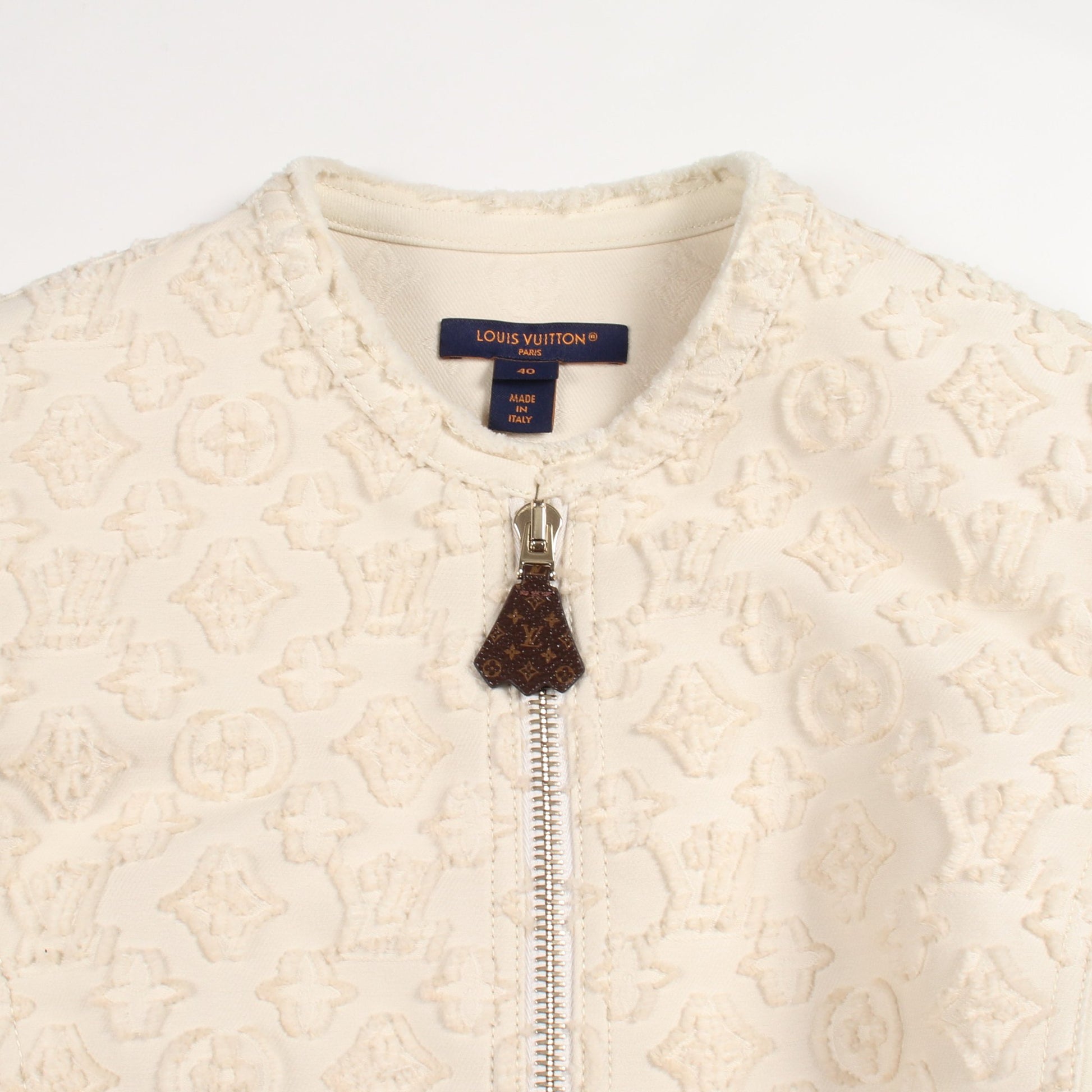 モノグラムフィルクーペジップアップドレス ワンピース コットン オフホワイト ルイヴィトン ワンピース LOUIS VUITTON
