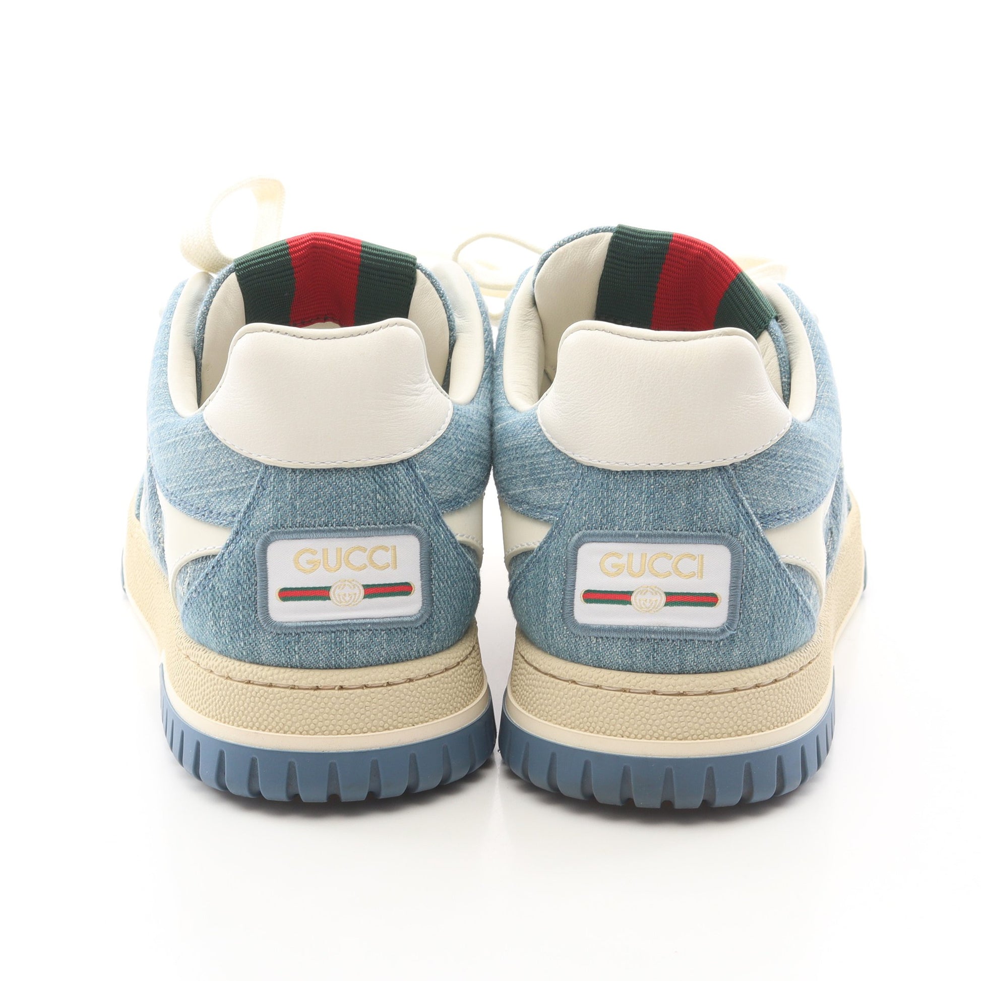 リウェブ GG柄 スニーカー デニム レザー ブルー ホワイト グッチ シューズ GUCCI