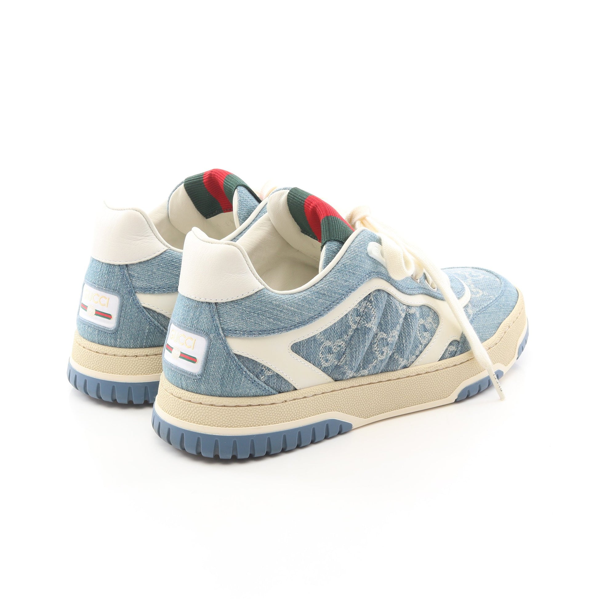 リウェブ GG柄 スニーカー デニム レザー ブルー ホワイト グッチ シューズ GUCCI