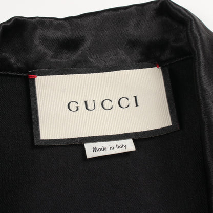 ロゴテープ オープンカラー 半袖 シャツ ブラック グッチ トップス GUCCI