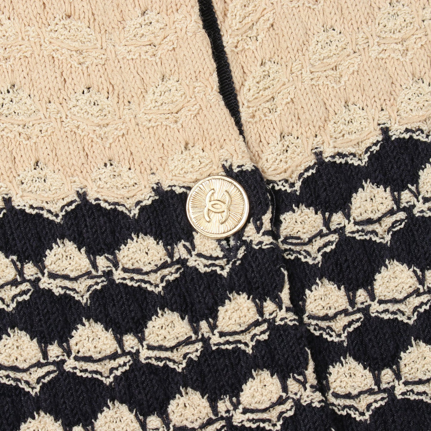 ココマークボタン カーディガン レーヨン コットン シルク ベージュ ネイビー シャネル トップス CHANEL