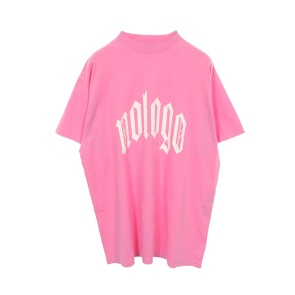ロゴプリント オーバーサイズ ダメージ加工 半袖Tシャツ コットン ピンク バレンシアガ トップス BALENCIAGA