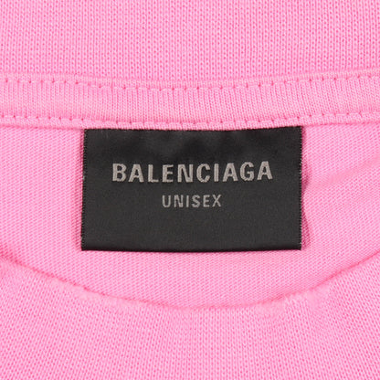ロゴプリント オーバーサイズ ダメージ加工 半袖Tシャツ コットン ピンク バレンシアガ トップス BALENCIAGA
