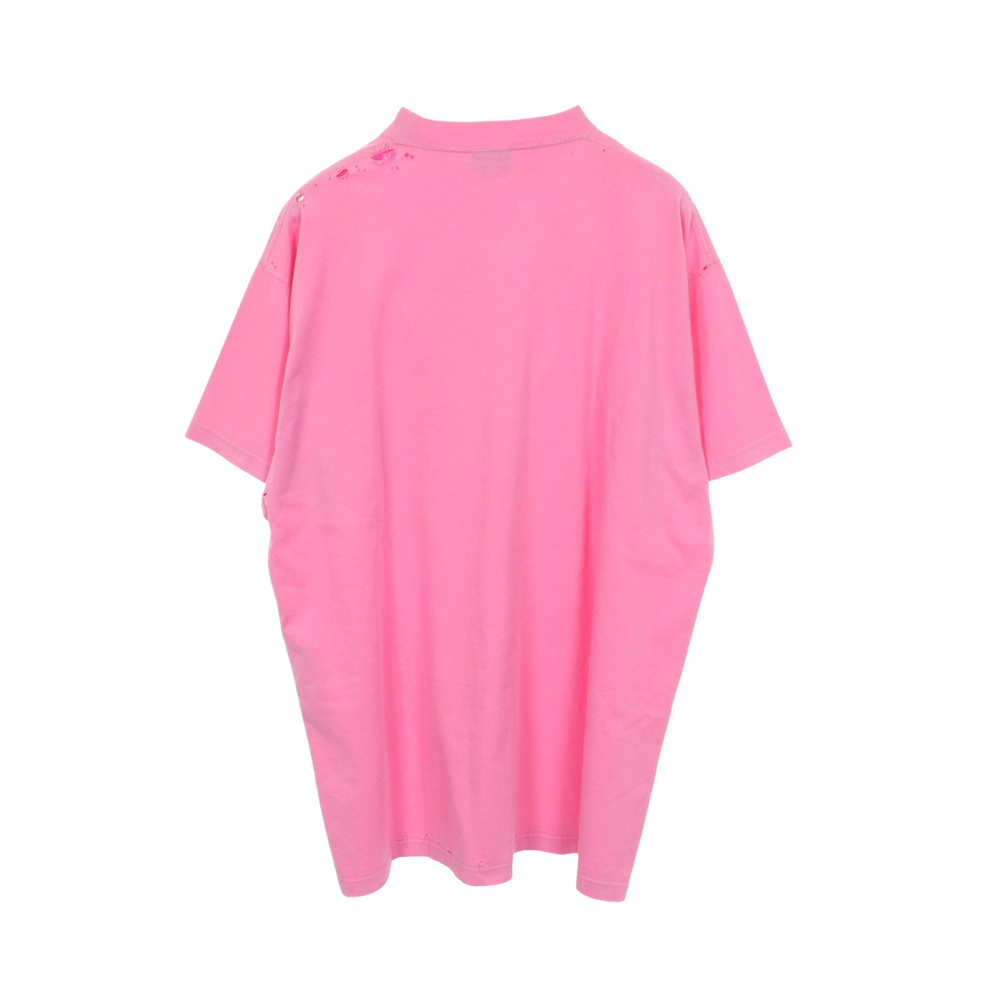 ロゴプリント オーバーサイズ ダメージ加工 半袖Tシャツ コットン ピンク バレンシアガ トップス BALENCIAGA