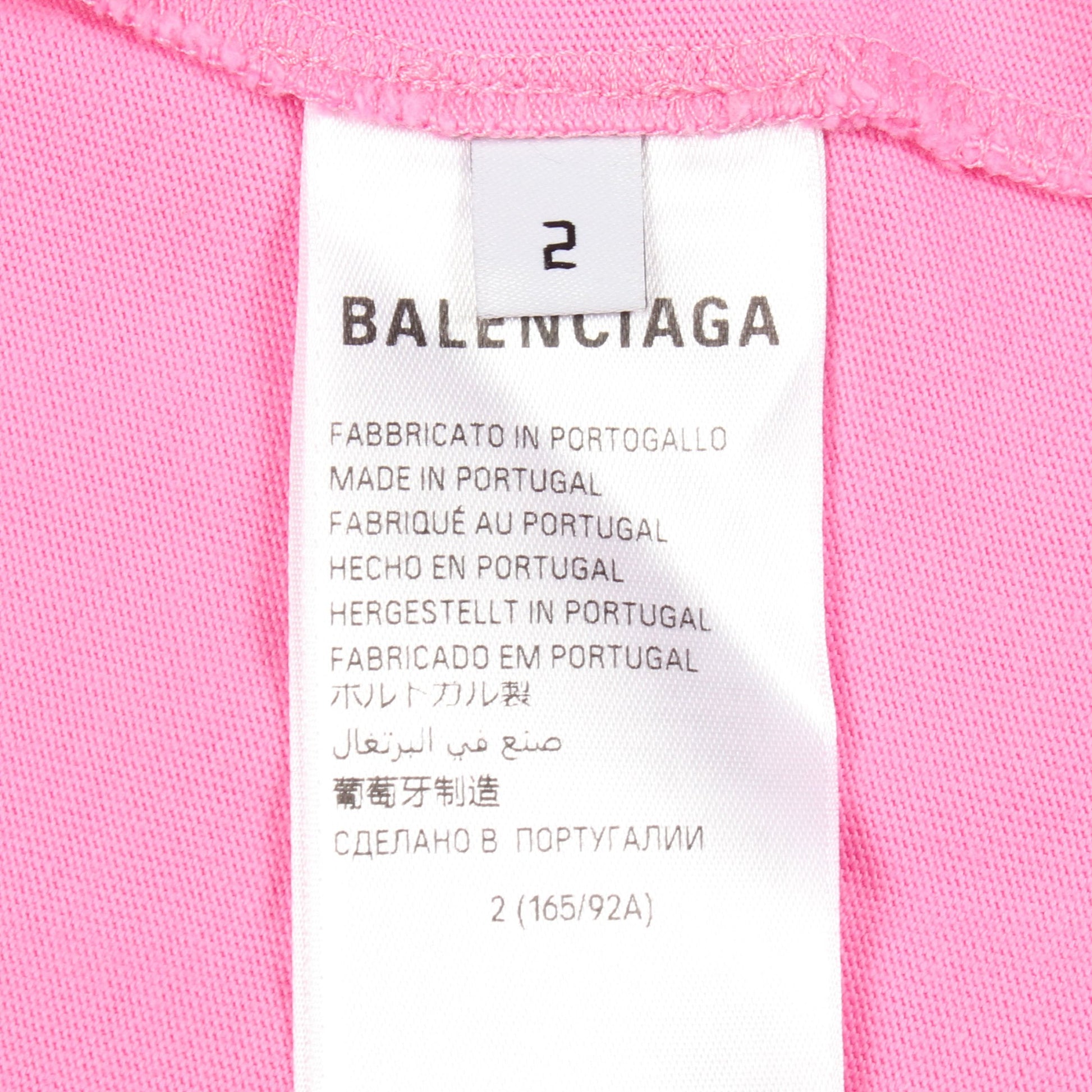 ロゴプリント オーバーサイズ ダメージ加工 半袖Tシャツ コットン ピンク バレンシアガ トップス BALENCIAGA