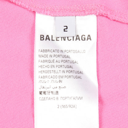 ロゴプリント オーバーサイズ ダメージ加工 半袖Tシャツ コットン ピンク バレンシアガ トップス BALENCIAGA