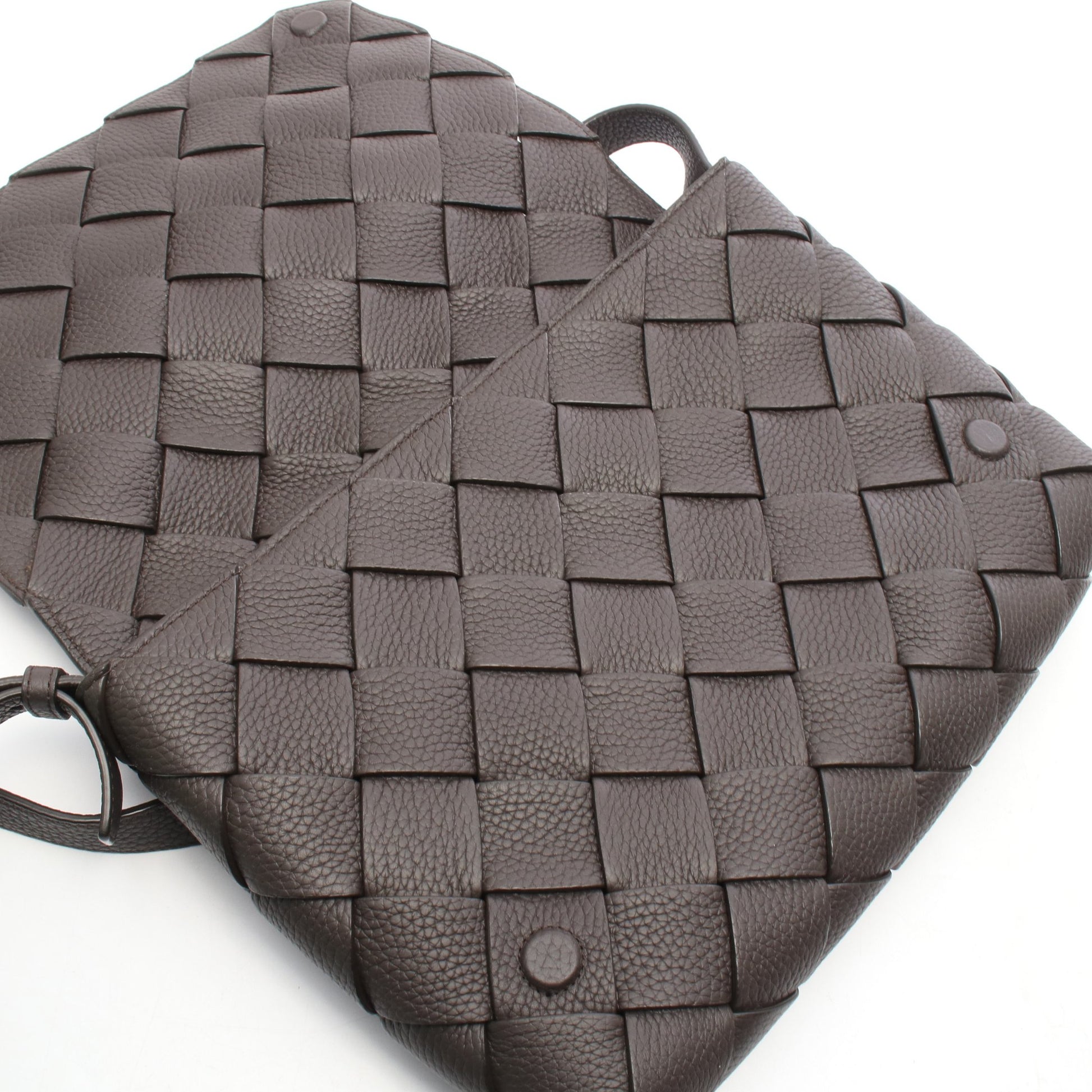 マキシイントレチャート ディアゴノ ショルダーバッグ レザー ダークブラウン ボッテガヴェネタ バッグ BOTTEGA VENETA