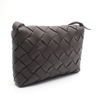 マキシイントレチャート ディアゴノ ショルダーバッグ レザー ダークブラウン ボッテガヴェネタ バッグ BOTTEGA VENETA