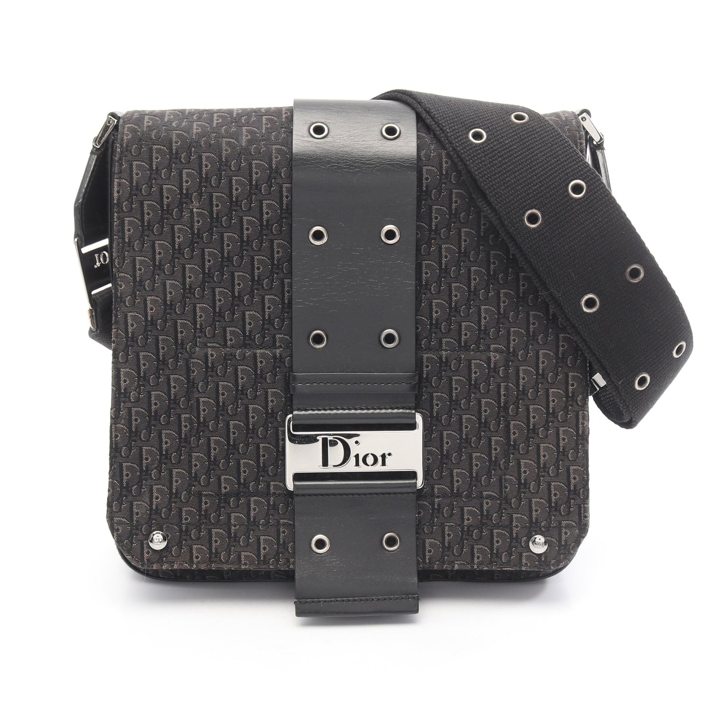 ストリートシック トロッター ショルダーバッグ キャンバス レザー ブラック クリスチャンディオール バッグ Christian Dior