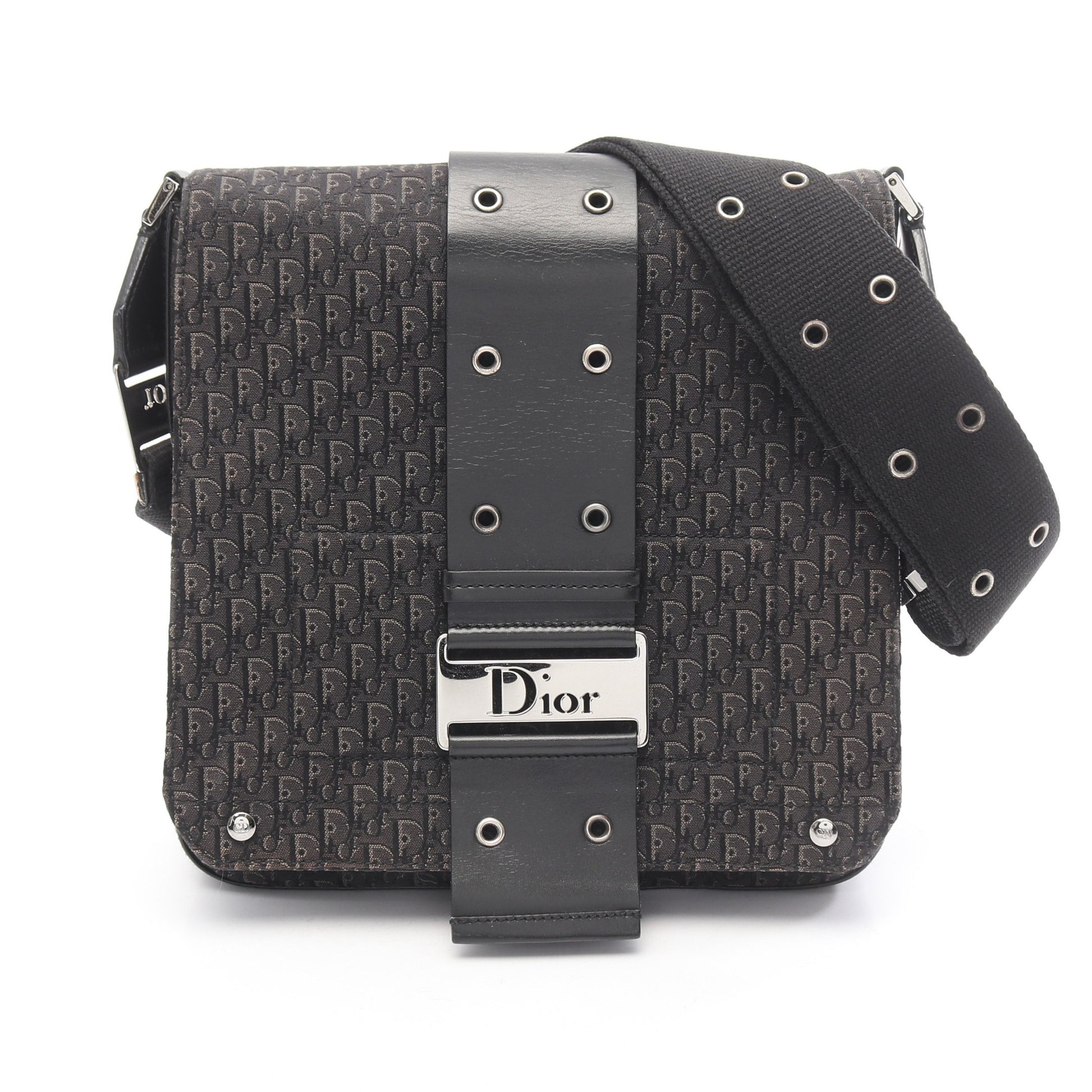 ストリートシック トロッター ショルダーバッグ キャンバス レザー ブラック クリスチャンディオール バッグ Christian Dior