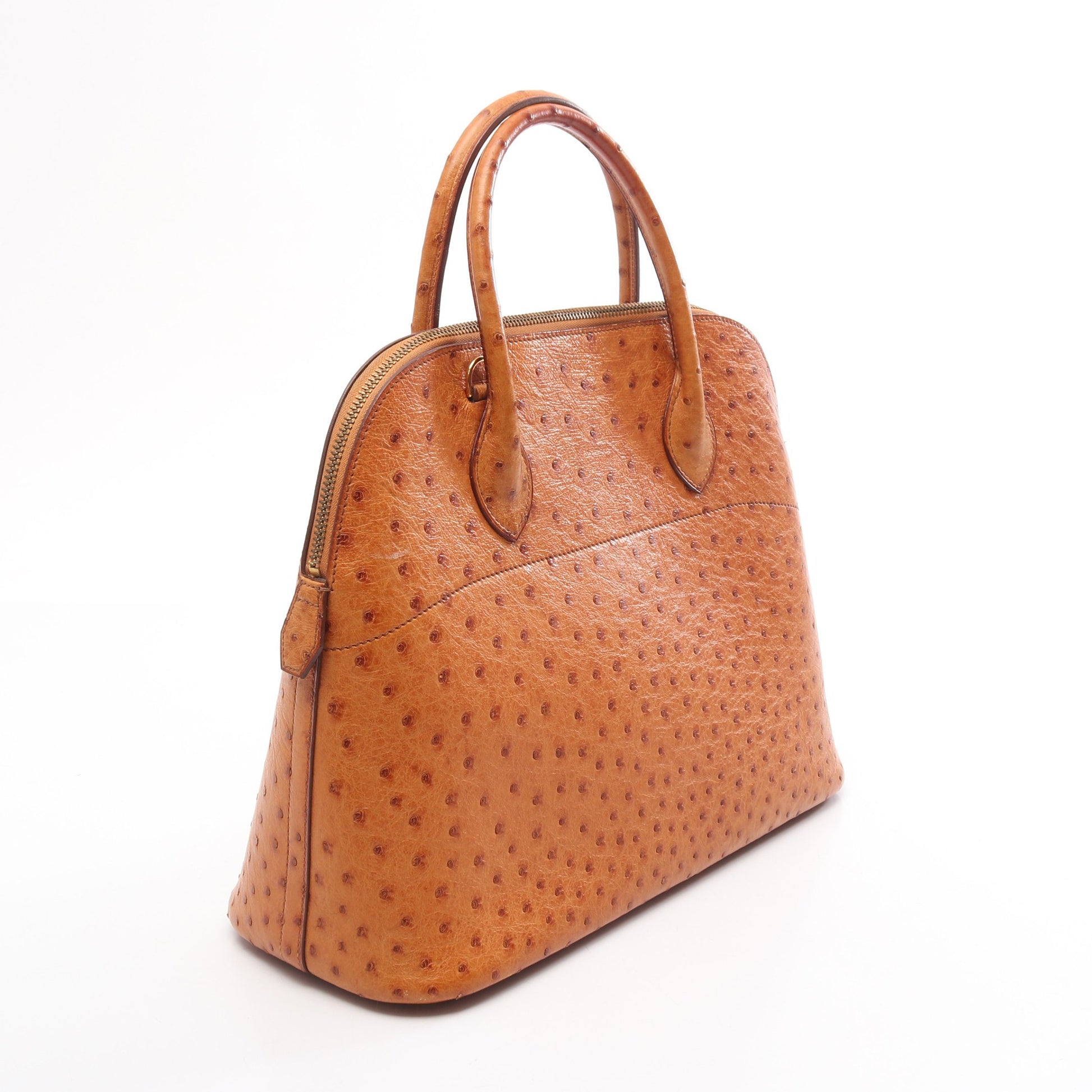 ボリード35 チェスナッツ ハンドバッグ オーストリッチ ブラウン ゴールド金具 ○U刻印 エルメス バッグ HERMES