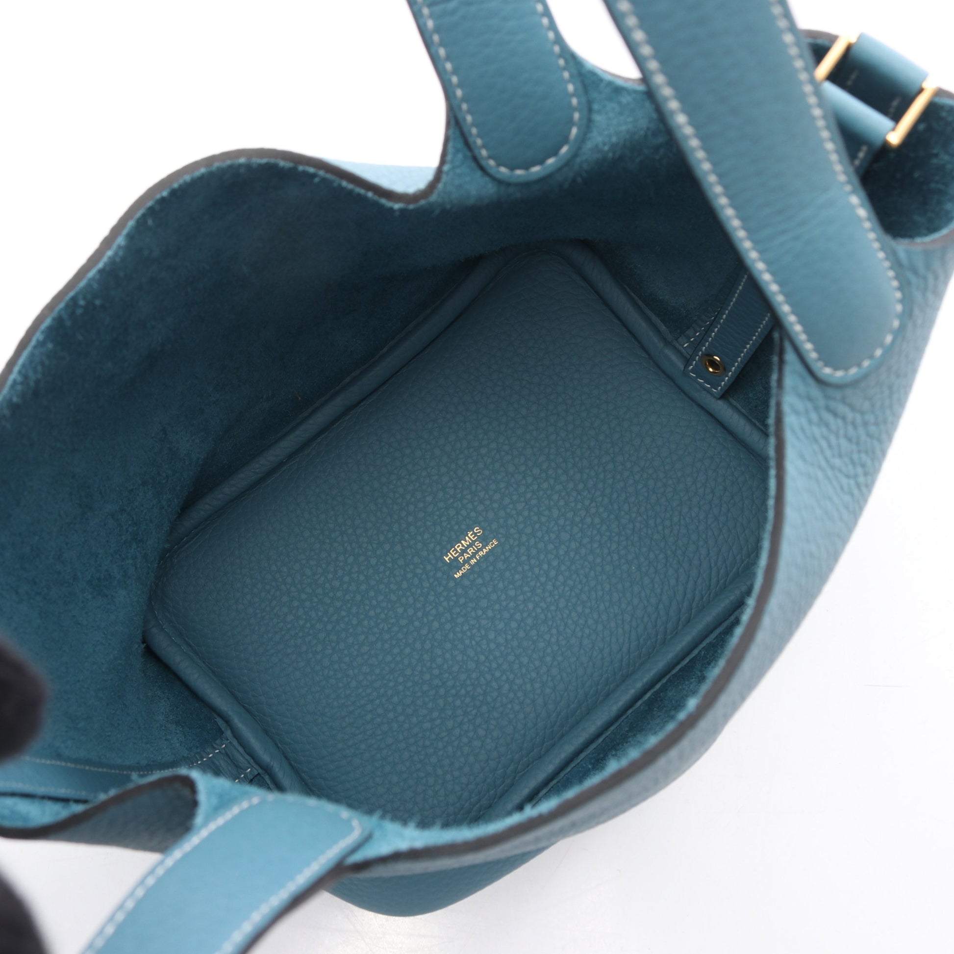 ピコタンロックPM ニューブルージーン ハンドバッグ トリヨンクレマンス ライトブルー ゴールド金具 K刻印 エルメス バッグ HERMES