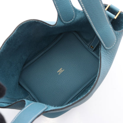 ピコタンロックPM ニューブルージーン ハンドバッグ トリヨンクレマンス ライトブルー ゴールド金具 K刻印 エルメス バッグ HERMES