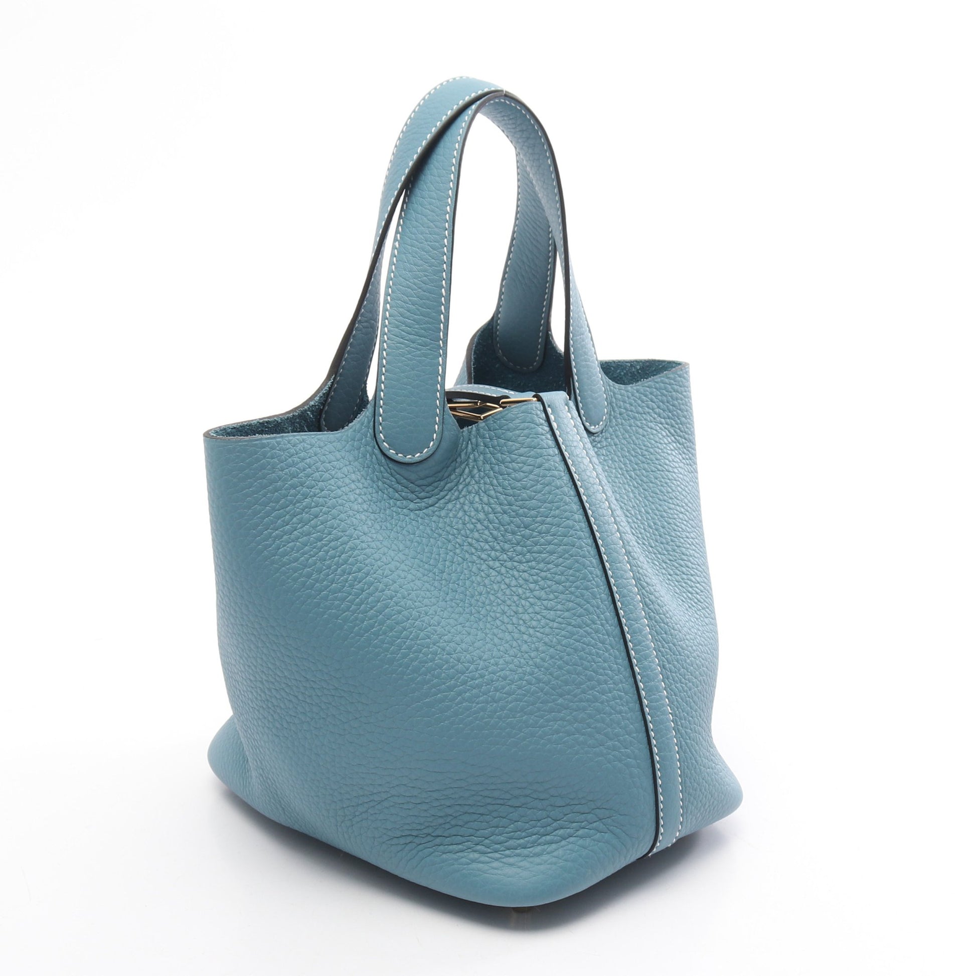 ピコタンロックPM ニューブルージーン ハンドバッグ トリヨンクレマンス ライトブルー ゴールド金具 K刻印 エルメス バッグ HERMES
