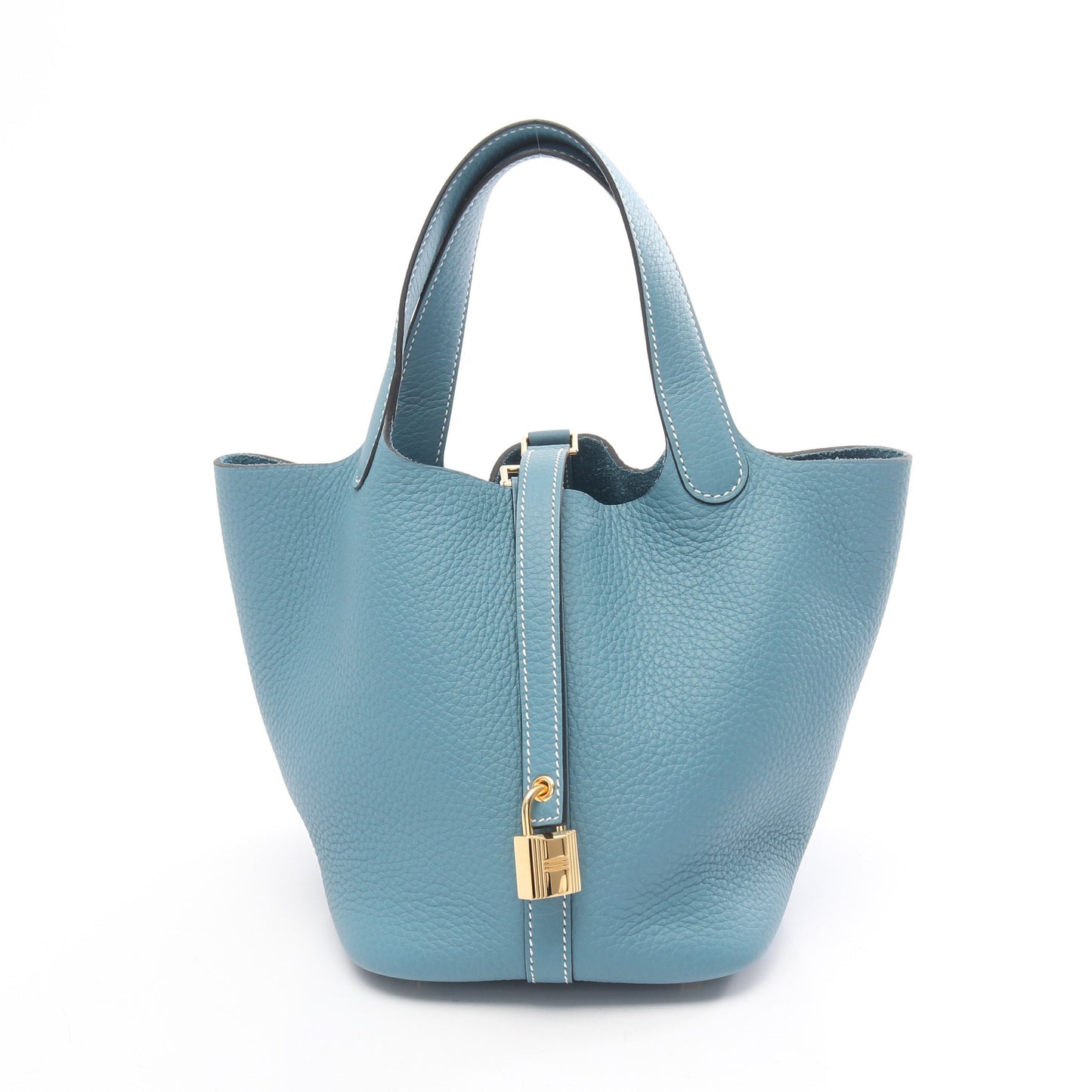 ピコタンロックPM ニューブルージーン ハンドバッグ トリヨンクレマンス ライトブルー ゴールド金具 K刻印 エルメス バッグ HERMES