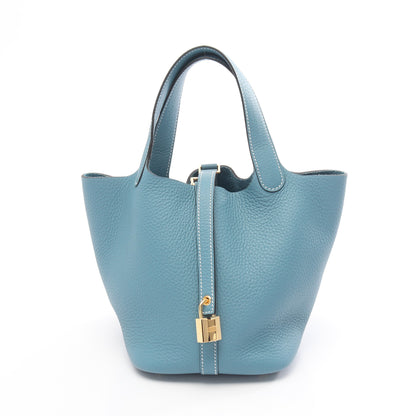ピコタンロックPM ニューブルージーン ハンドバッグ トリヨンクレマンス ライトブルー ゴールド金具 K刻印 エルメス バッグ HERMES