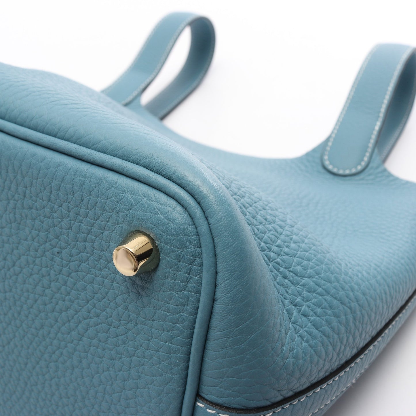 ピコタンロックPM ニューブルージーン ハンドバッグ トリヨンクレマンス ライトブルー ゴールド金具 K刻印 エルメス バッグ HERMES