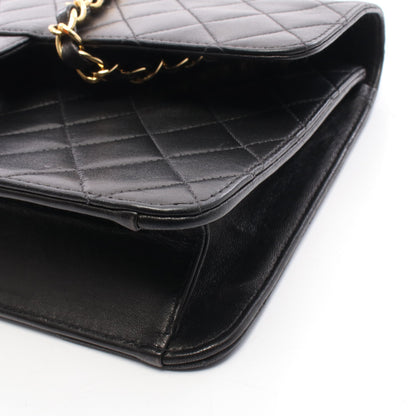 マトラッセ シングルフラップ チェーンショルダーバッグ ラムスキン ブラック ゴールド金具 シャネル バッグ CHANEL