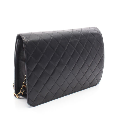 マトラッセ シングルフラップ チェーンショルダーバッグ ラムスキン ブラック ゴールド金具 シャネル バッグ CHANEL