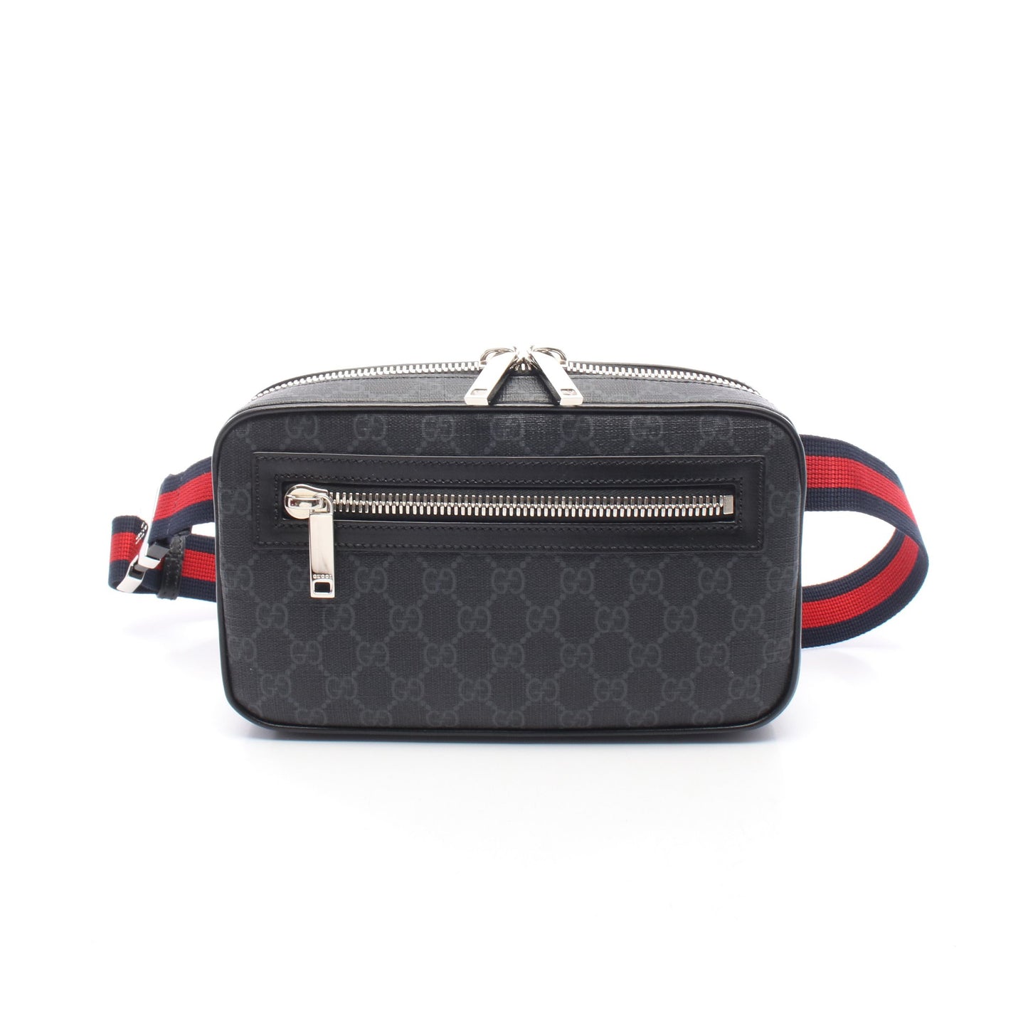 GGスプリーム ベルトバッグ ボディバッグ ウエストバッグ PVC レザー ブラック グレー グッチ バッグ GUCCI