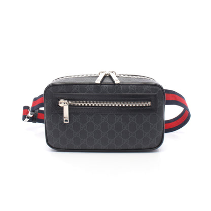 GGスプリーム ベルトバッグ ボディバッグ ウエストバッグ PVC レザー ブラック グレー グッチ バッグ GUCCI