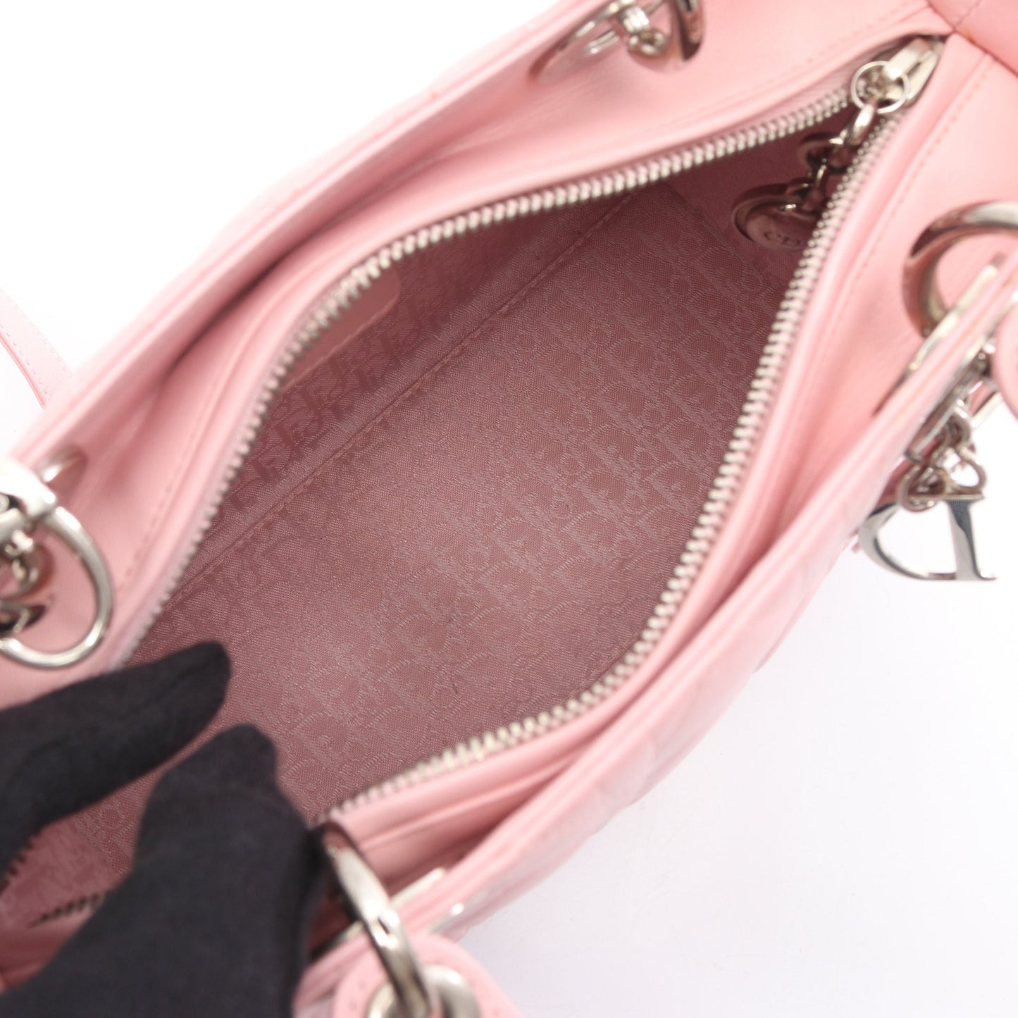 LADY DIOR レディディオール ミディアム 2WAY ハンドバッグ レザー ピンク クリスチャンディオール バッグ Christian Dior