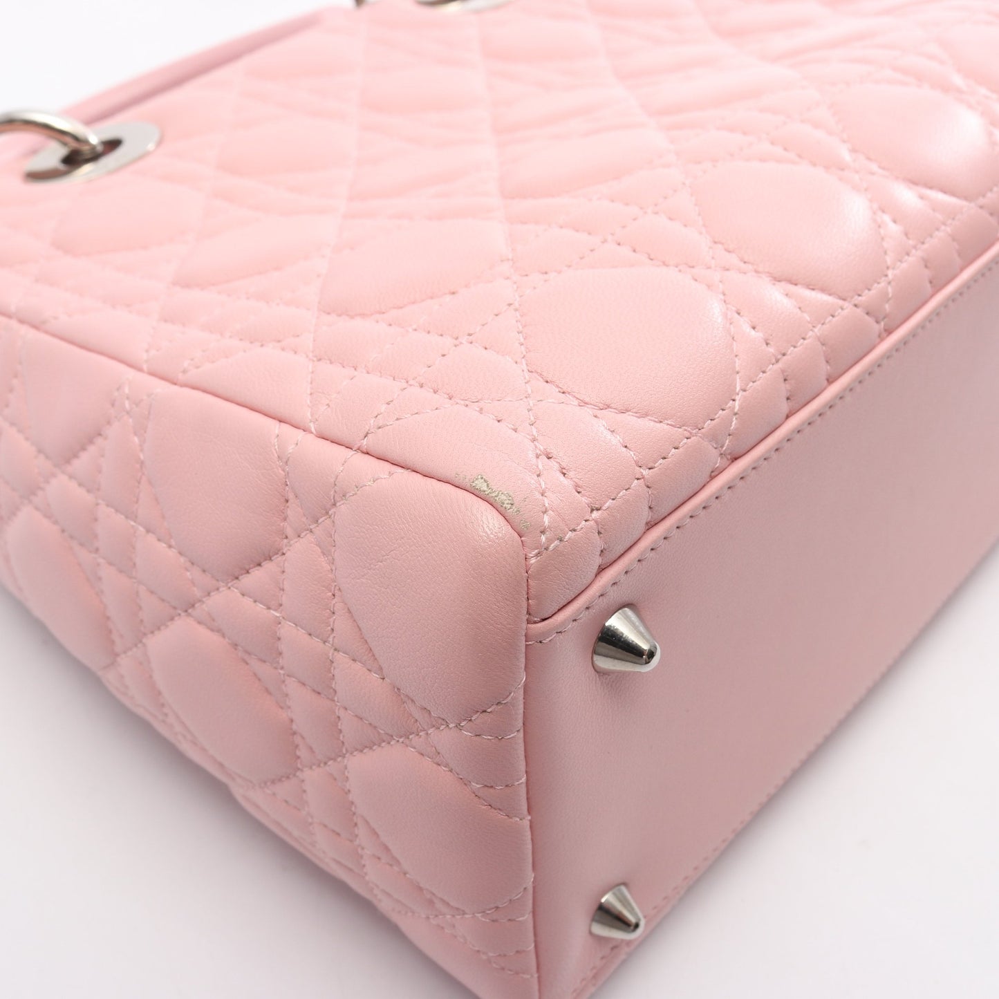 LADY DIOR レディディオール ミディアム 2WAY ハンドバッグ レザー ピンク クリスチャンディオール バッグ Christian Dior