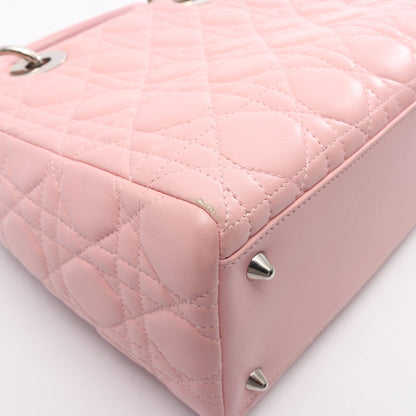 LADY DIOR レディディオール ミディアム 2WAY ハンドバッグ レザー ピンク クリスチャンディオール バッグ Christian Dior
