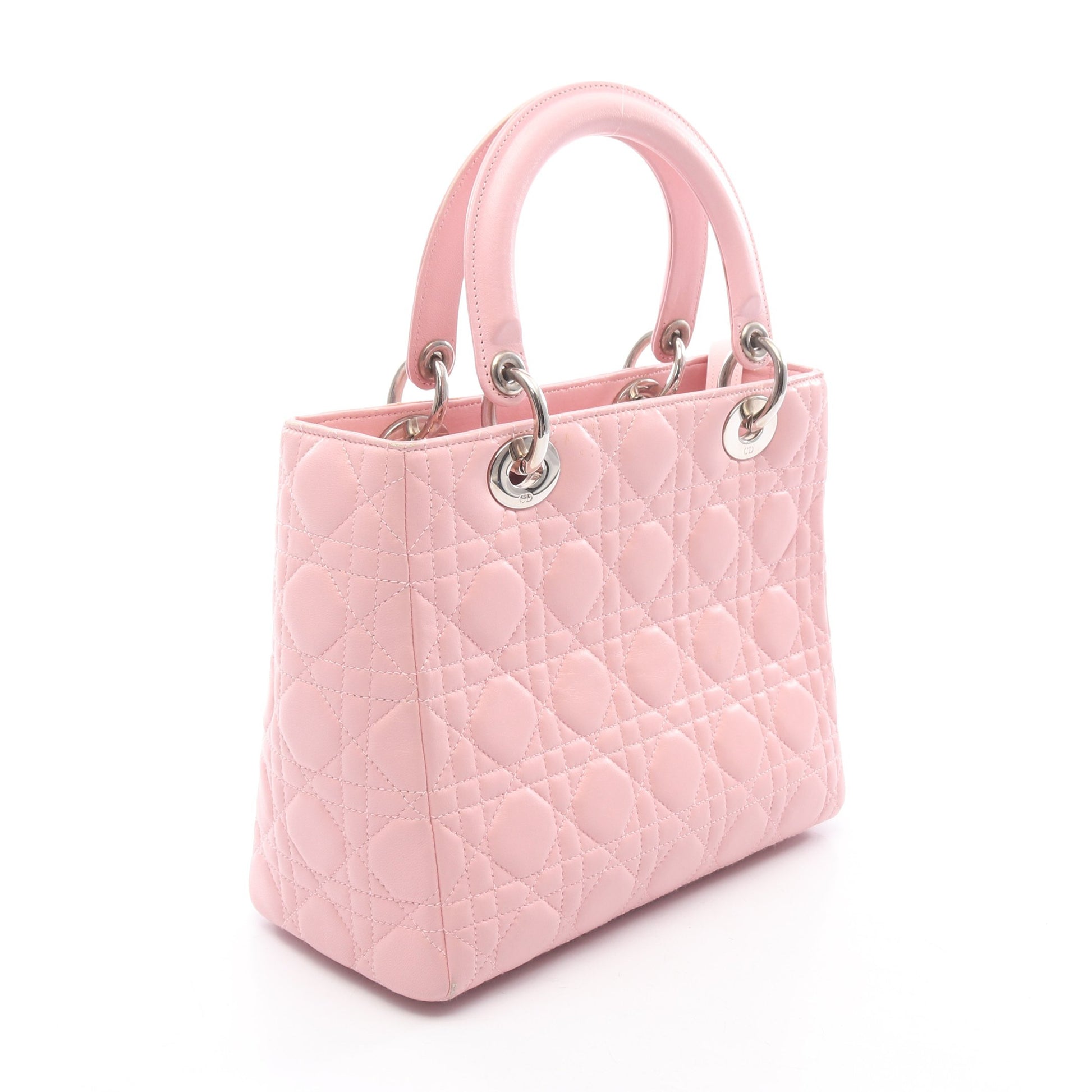 LADY DIOR レディディオール ミディアム 2WAY ハンドバッグ レザー ピンク クリスチャンディオール バッグ Christian Dior