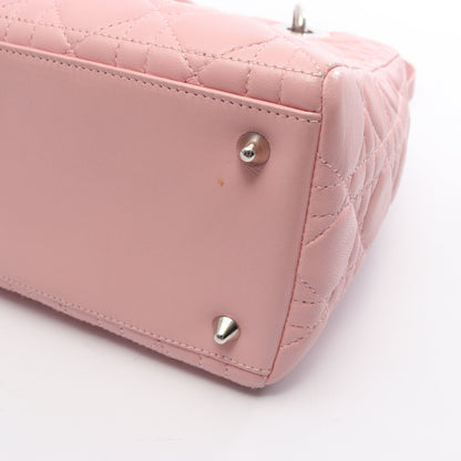 LADY DIOR レディディオール ミディアム 2WAY ハンドバッグ レザー ピンク クリスチャンディオール バッグ Christian Dior