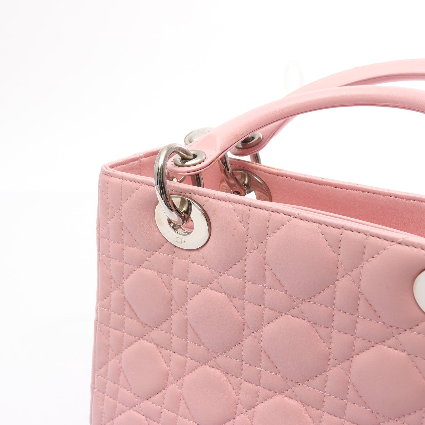 LADY DIOR レディディオール ミディアム 2WAY ハンドバッグ レザー ピンク クリスチャンディオール バッグ Christian Dior