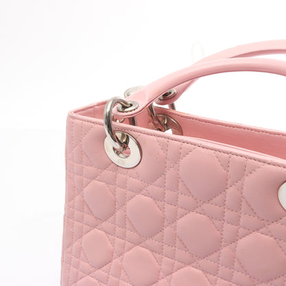 LADY DIOR レディディオール ミディアム 2WAY ハンドバッグ レザー ピンク クリスチャンディオール バッグ Christian Dior