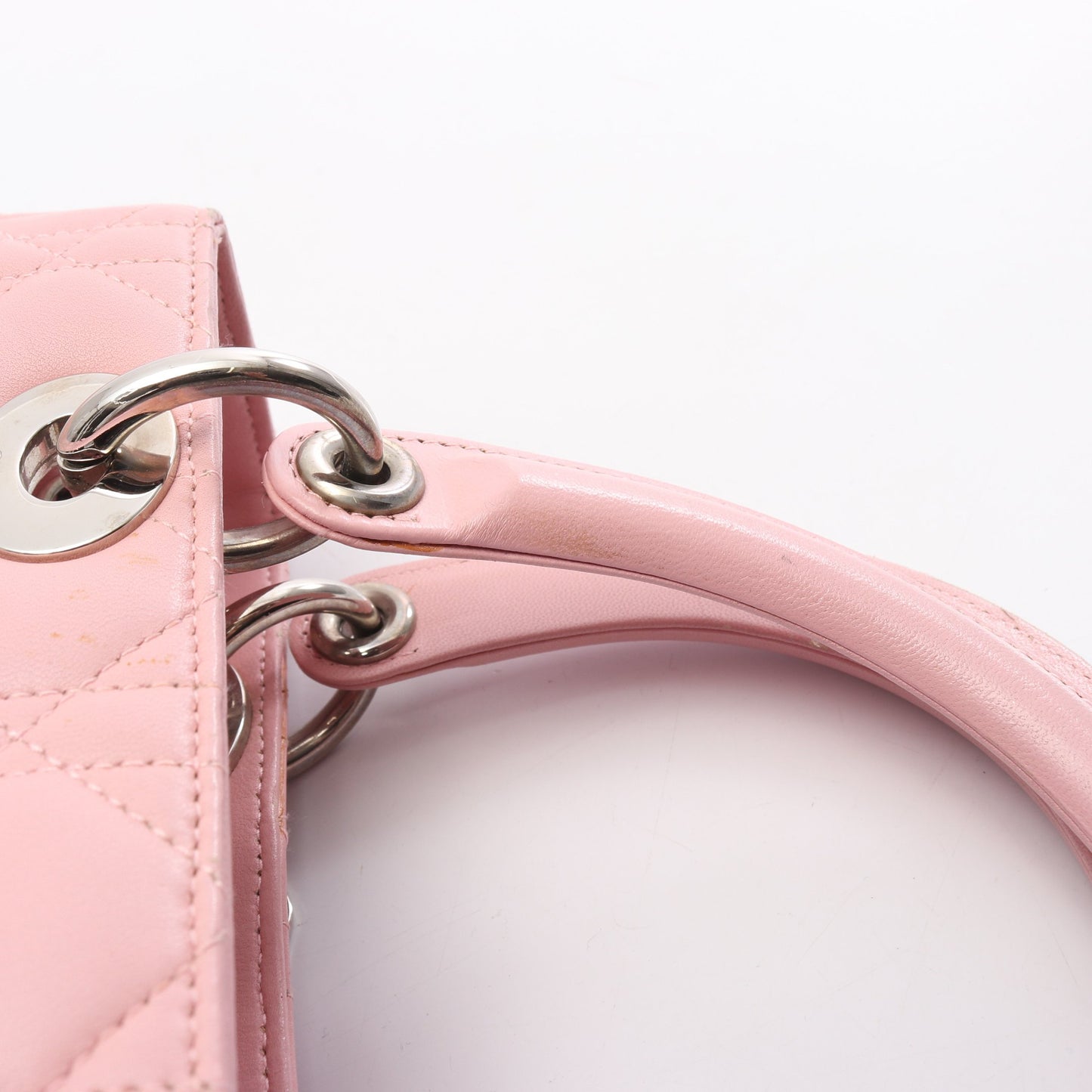 LADY DIOR レディディオール ミディアム 2WAY ハンドバッグ レザー ピンク クリスチャンディオール バッグ Christian Dior